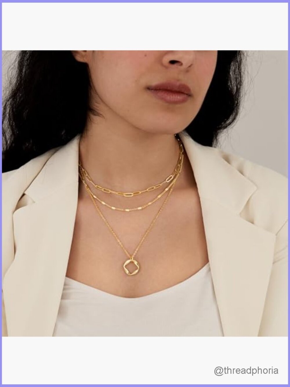 Layered Gold Necklaces Set with Heart Cross Bow Circle Pendants - Picture 2 of 7